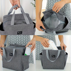 Large Insulated Tote Bag for Women's Work & School, Gray