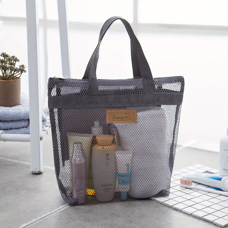 Quick Dry Mesh Shower Bag Portable Toiletry Tote for Gym and Travel