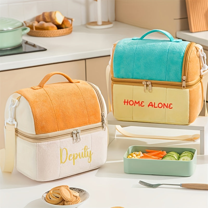 1pc Personalized Name Toast Lunch Bag Double Layer Insulation Bag
