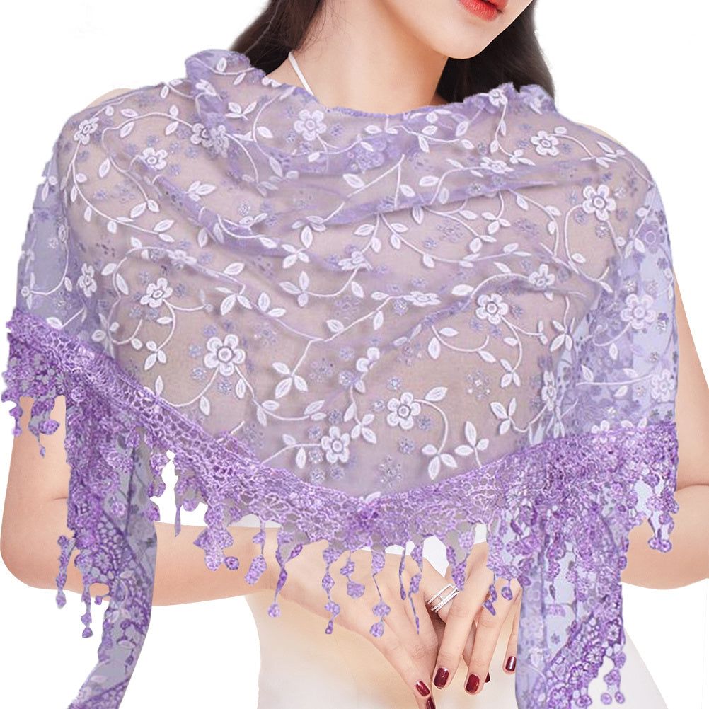 Women's Triangle Scarf With Tassel Lace Shawl