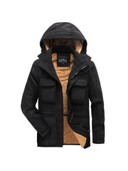 Men's Windproof Waterproof Cargo Jacket Warm Coats Fleece Lined Military Jackets