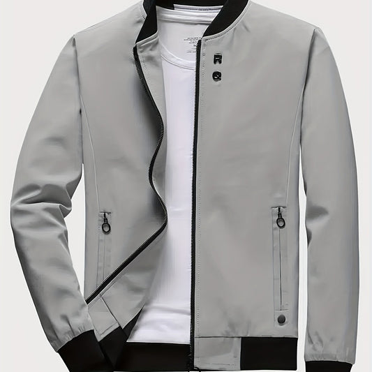 Men's Slim Varsity Zipper Jacket for Spring/Autumn