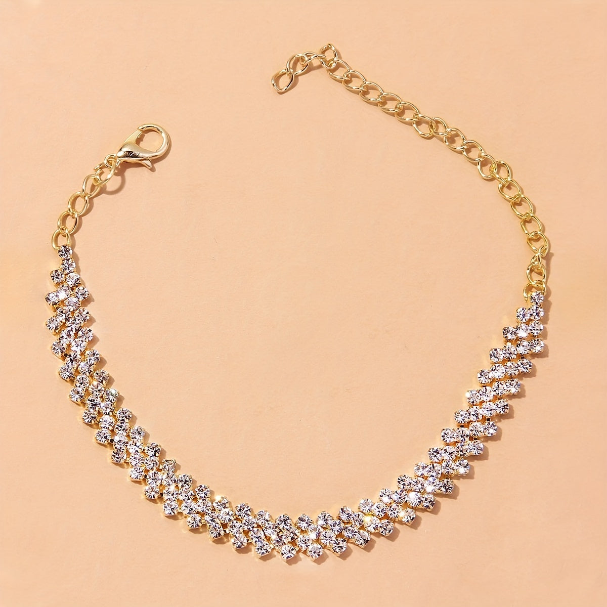 Rhinestone Inlaid Chain Anklet for Wedding