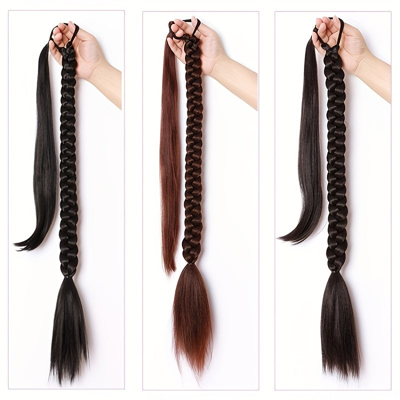 DIY Braided Ponytail Extensions Elastic Lace Wraparound Hair Piece