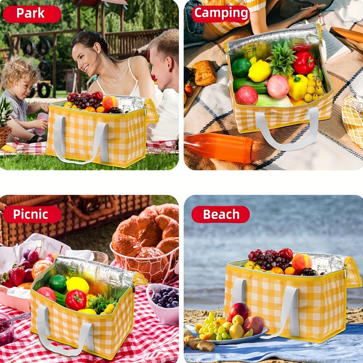 Insulated Cooler Bag Reusable Foldable Picnics Beach
