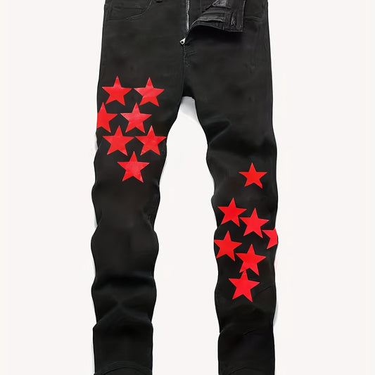 Regular Jeans Men's Casual Street Style Denim Pants With Pockets
