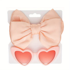 Kids Heart Glasses & Tissue Bow Hairband Set