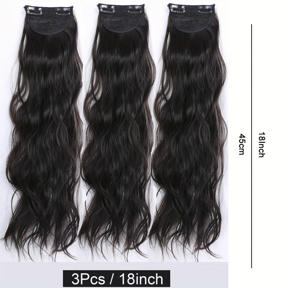 Clip In Hair Extension Synthetic Curly Wavy Brown Hair Extensions