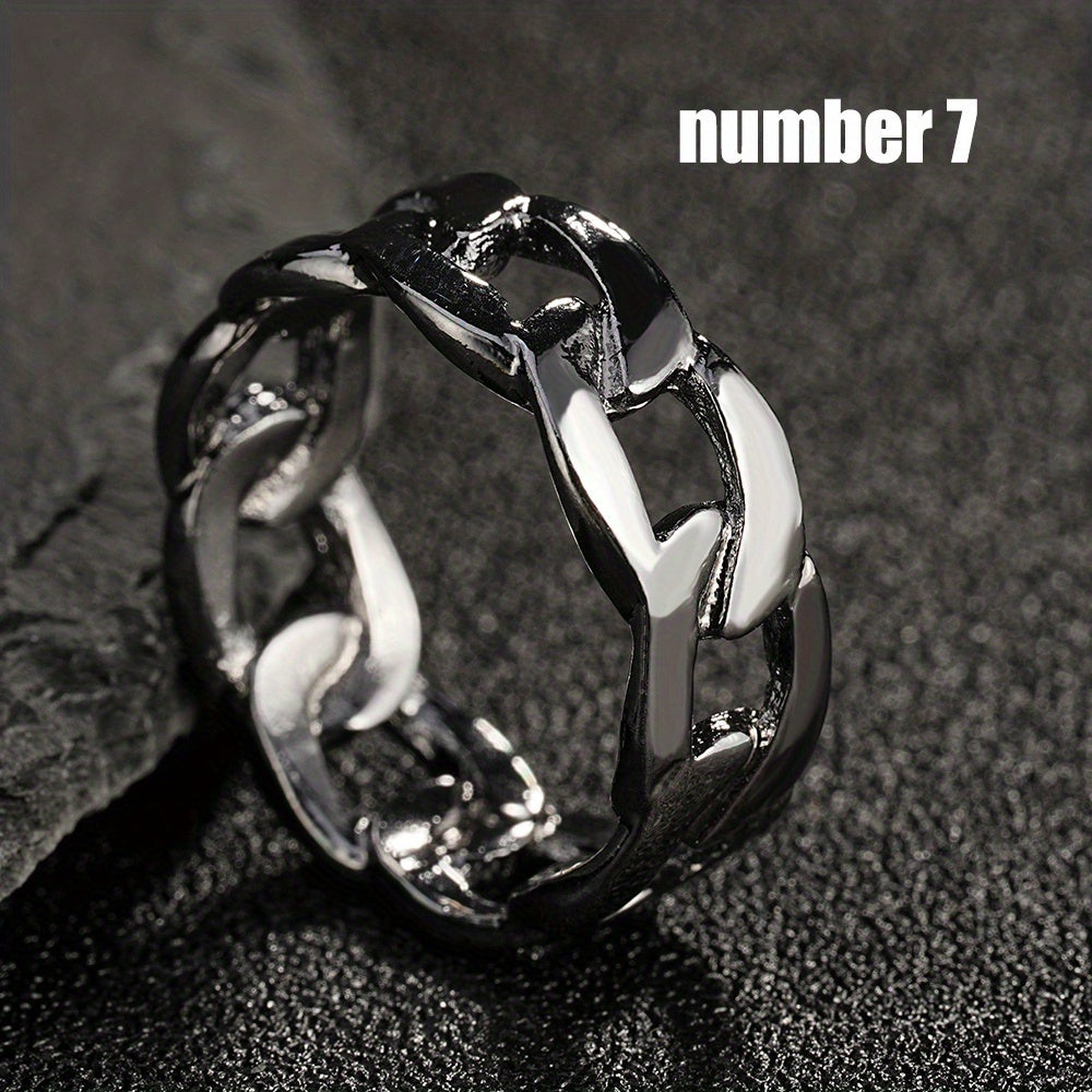 European American Men's Twist Ring Cuban Chain Ring Hip Hop Couple Ring
