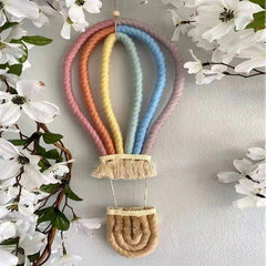 Nordic Rainbow Hot Air Balloon Wall Hanging with Tassel