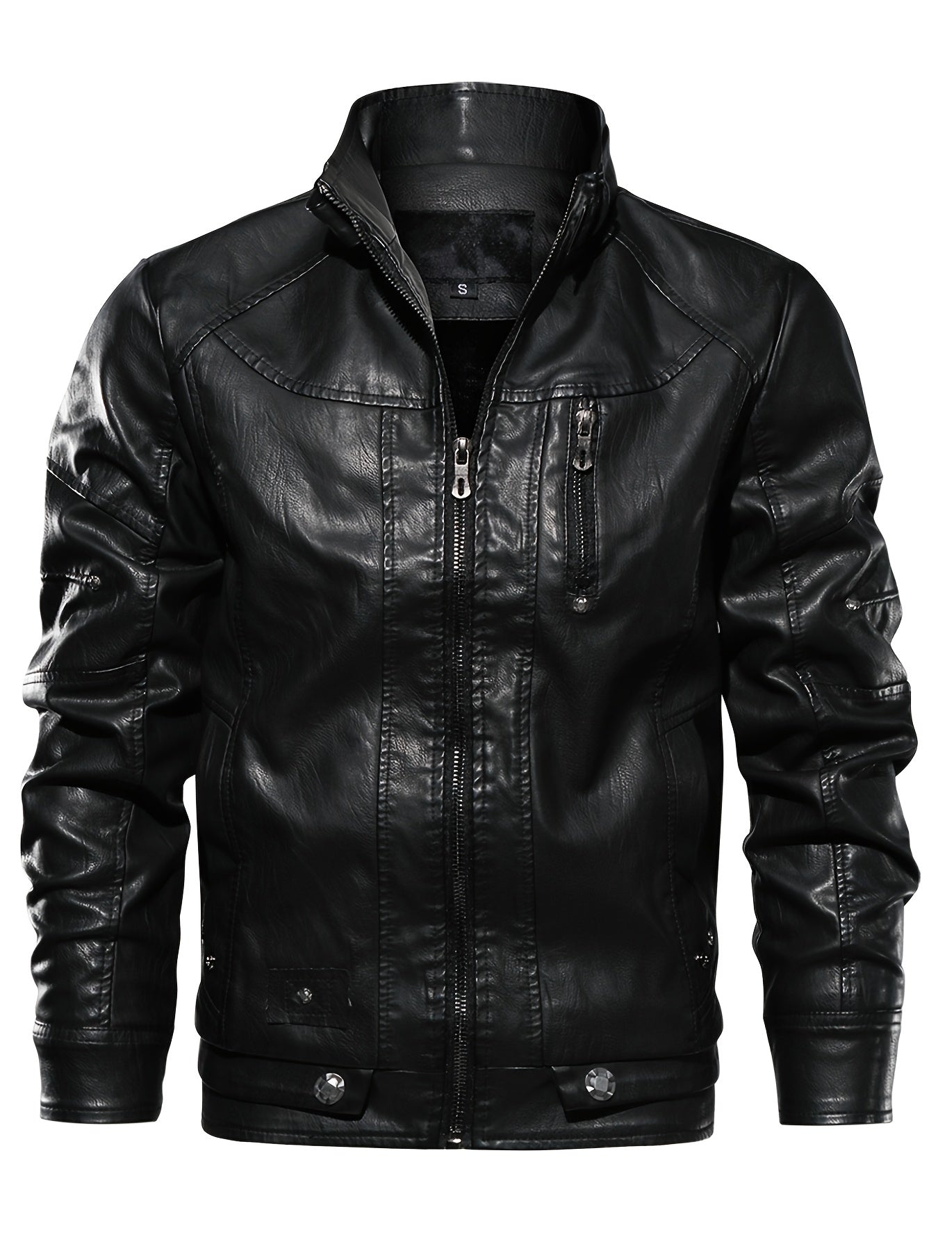 Men's PU Leather Zipper Jacket Coat