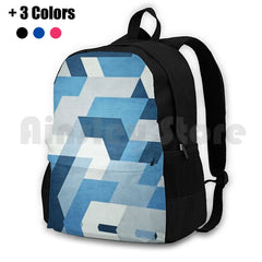 Abstract Geometry Outdoor Hiking Backpack Waterproof Camping Travel