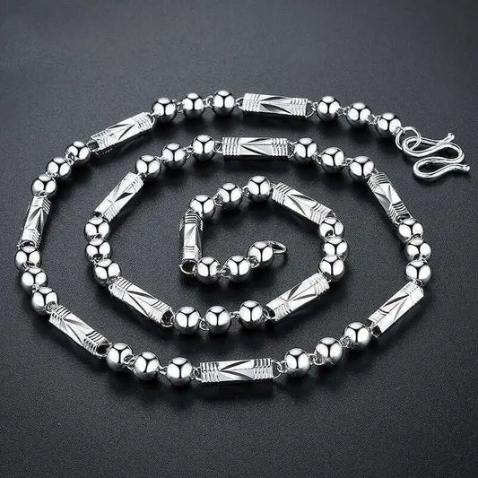 S999 Sterling Silver Men's Necklace Thick Hexagonal Chain Silver Jewelry