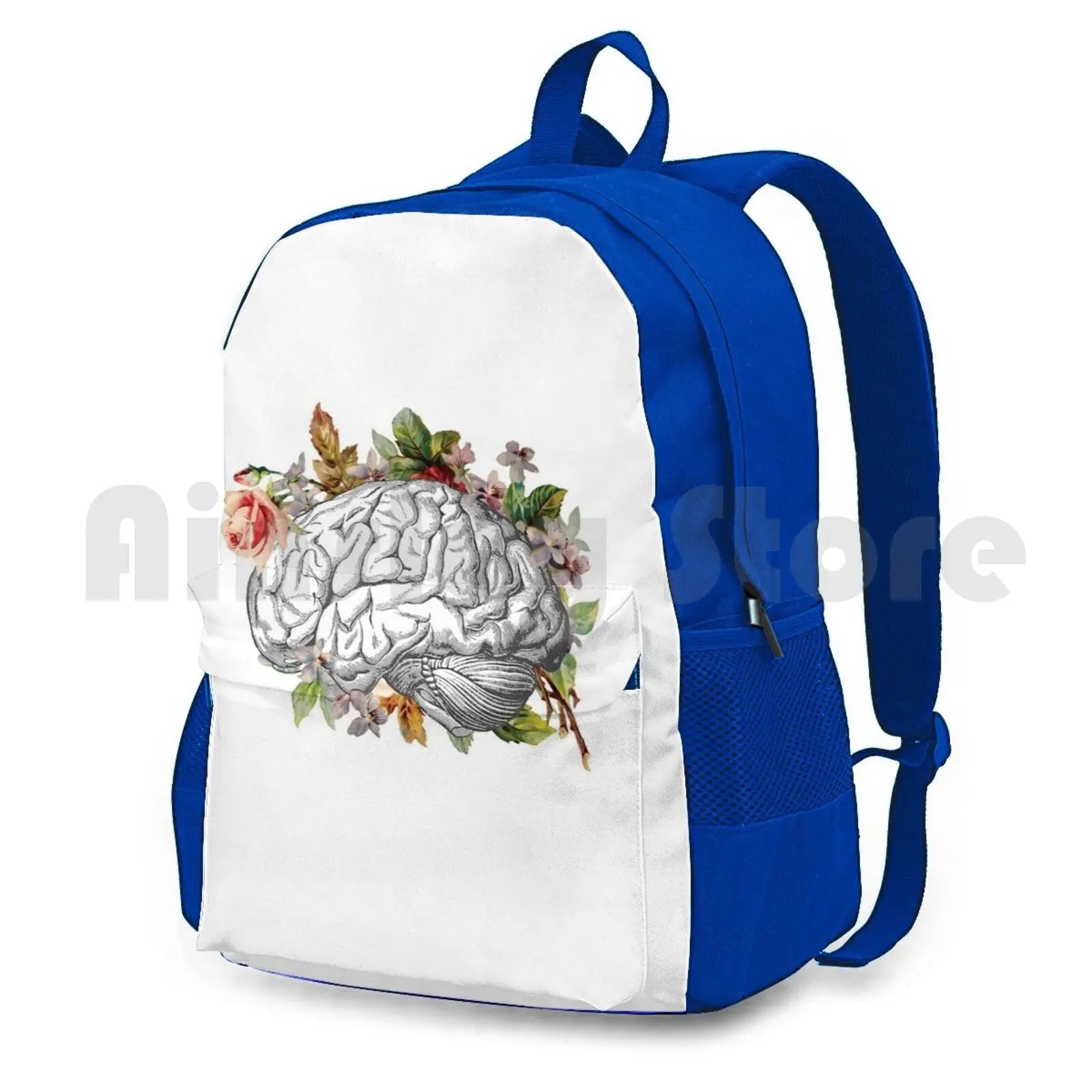Brain With Flowers Outdoor Hiking Backpack Waterproof Camping Travel