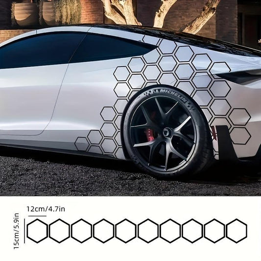 10pcs Reflective Car Body Stickers Hexagon Pattern Side Door Stickers