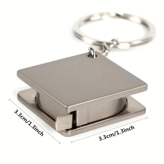 Stainless Steel Retractable Ruler Tape Measure Keychain 1 Meter