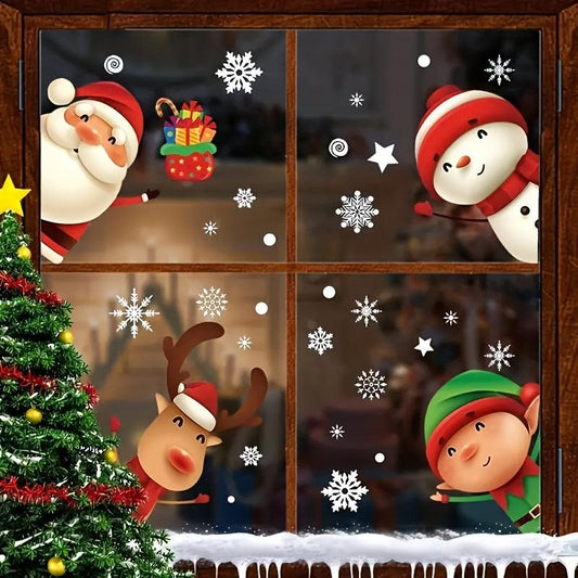 80pc Christmas Snowflake Window Clings Xmas Decorations