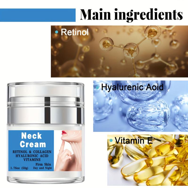 Retinol Neck Cream Collagen Hyaluronic Acid Vitamin E Wrinkle Smoothing