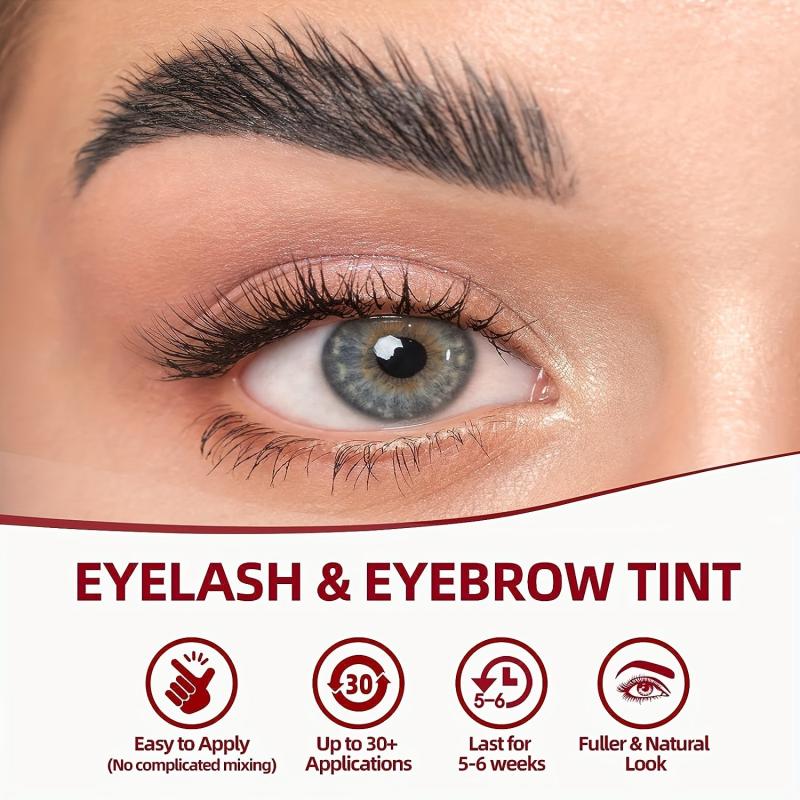 Vegan Eyelash & Eyebrow Tint Kit: 2-in-1 Warm Tint, Long-lasting, Easy to Use