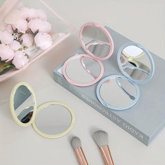 Mini Makeup Mirror Compact Round Double Side Folding Cosmetic Touch up Mirror
