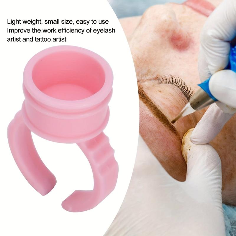50pcs Eyelash Glue Rings Adjustable Tattoo Pigment Holder