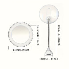 10X Magnifying Suction Mirror with Dimmable LED Light