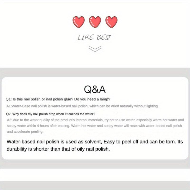 2 Pack Water Based Nail Polish Quick Dry Long Lasting Peel Off 10ml