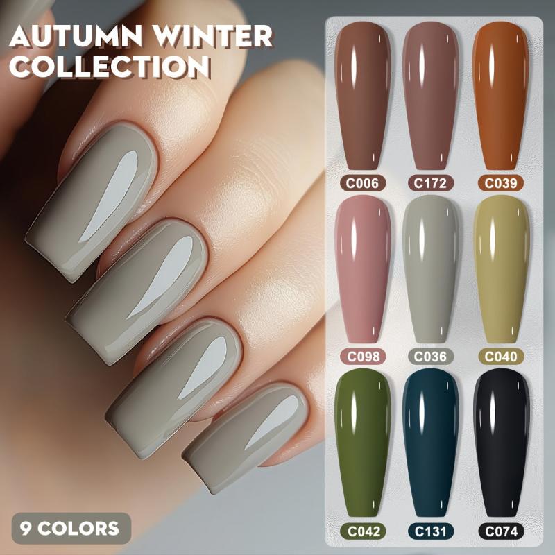 Autumn & Winter Gel Nail Polish Collection 9 Shades UV LED Soak Off Alcohol Glos