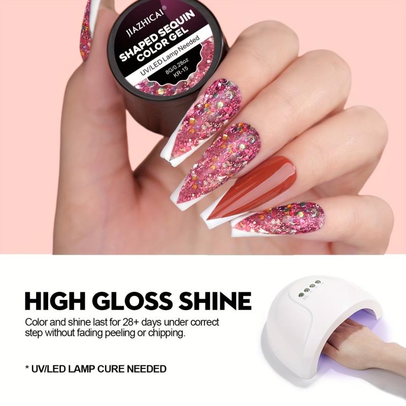 Sequin Gel Nail Polish 8g Formaldehyde & Lead-Free DIY Manicures Long Lasting