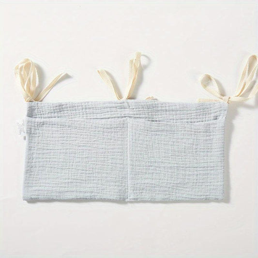Grey Double Layer Cotton Baby Bedside Storage Bag
