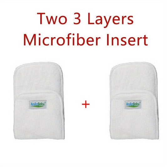 2pcs 3 Layers Microfiber Diaper Insert 4 Layers Bamboo Charcoal Insert