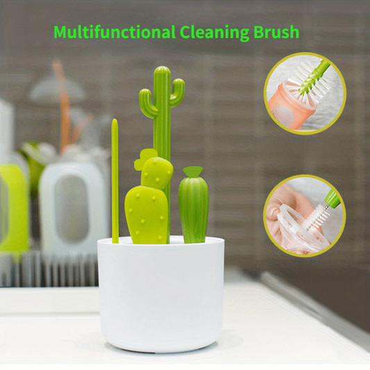 Creative Cactus Cleaning Brush Set Cup Straw Baby Pacifier Bottle Brush