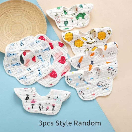 3pcs Baby Feeding Bibs Random Style 8-layer Bibs