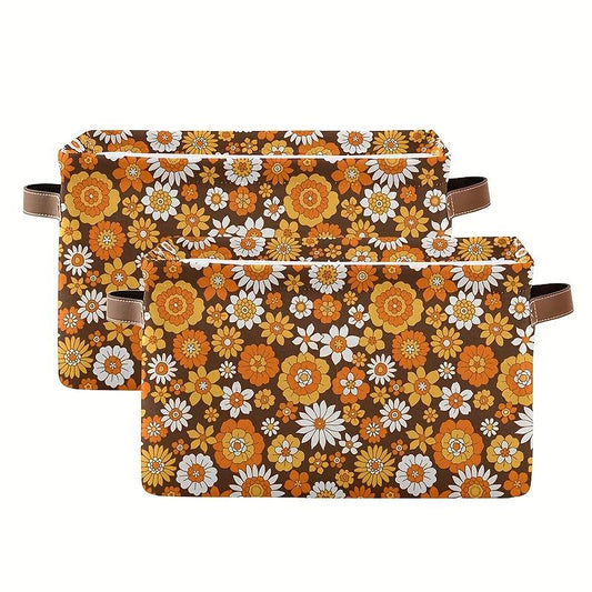 2pcs Retro Pattern Watermelon Mushroom Eye Storage Basket