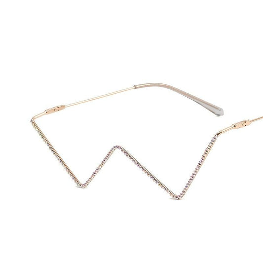 Rhinestone V Half Frame Glasses, Party Accessory