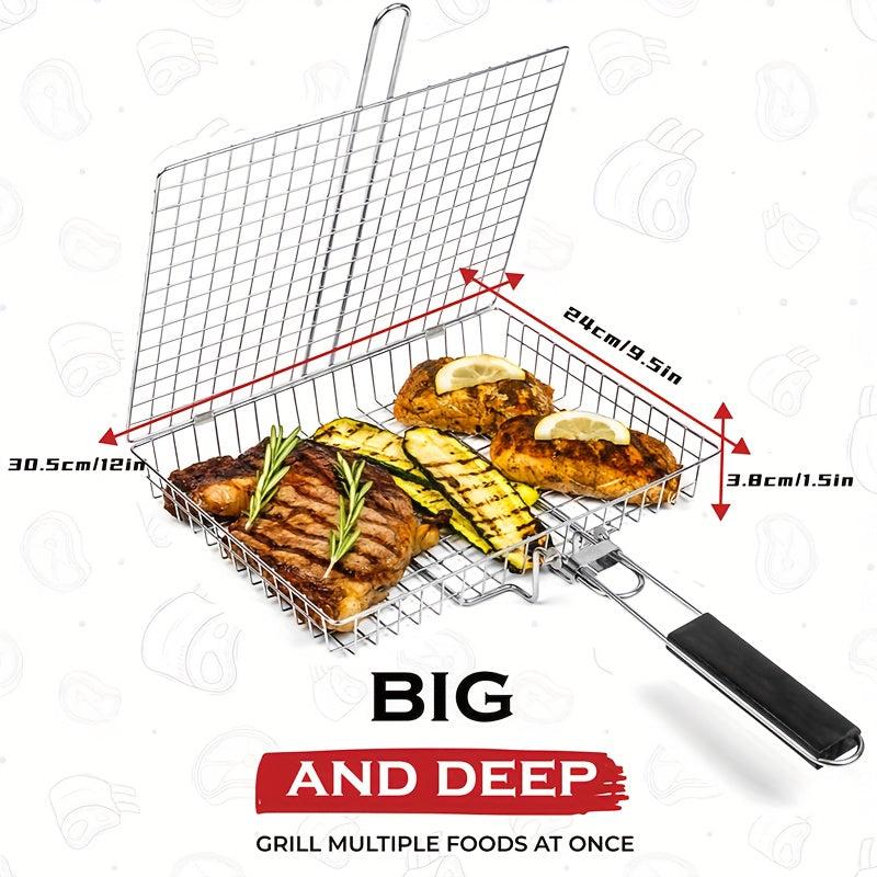 Stainless Steel Foldable BBQ Net Rack with Large Capacity