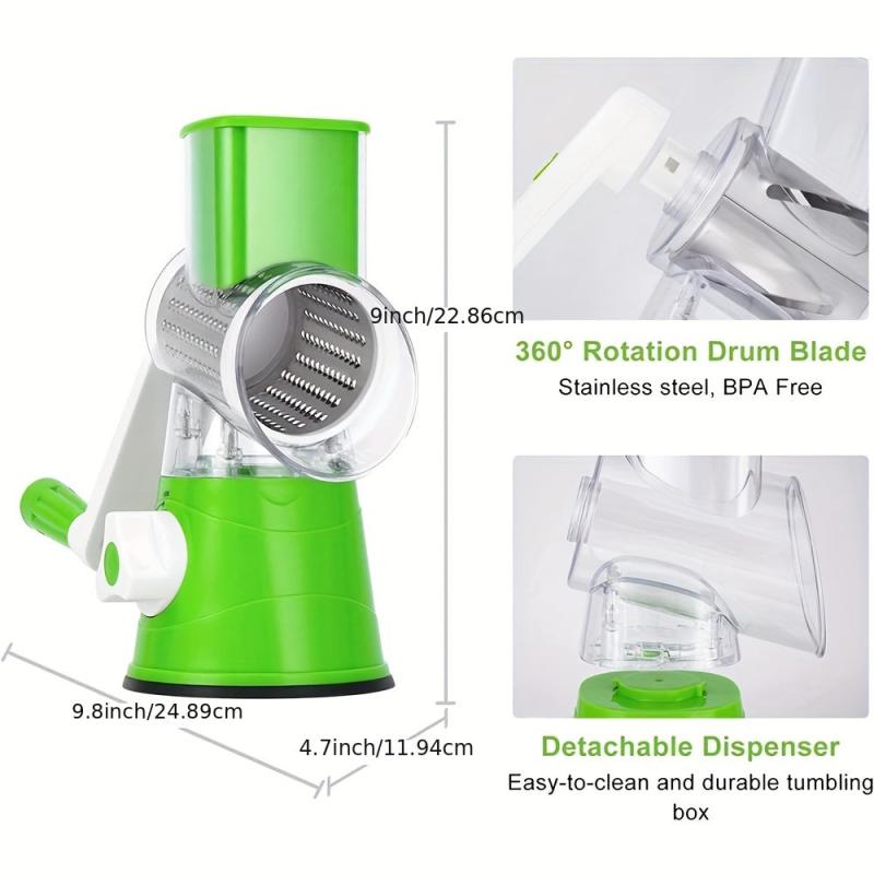 3pcs Rotary Vegetable Slicer Food Grater Potato Chopper Kitchen