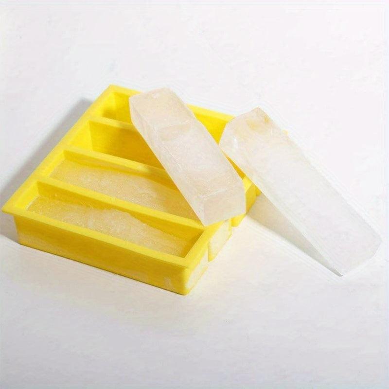 Long Silicone 4 Grids Ice Cube Square Tray Mold Non-toxic Durable Wine Ice Cube