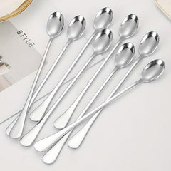 8pcs Long Handle Stainless Steel Spoon Set for Desserts, Ice Tea, Coffee