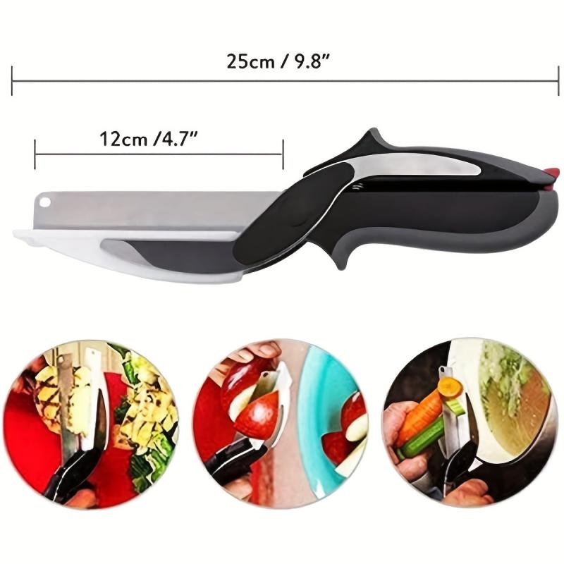 2 In 1 Food Cutter Kitchen Scissors Salad Chopper Vegetable Cutter