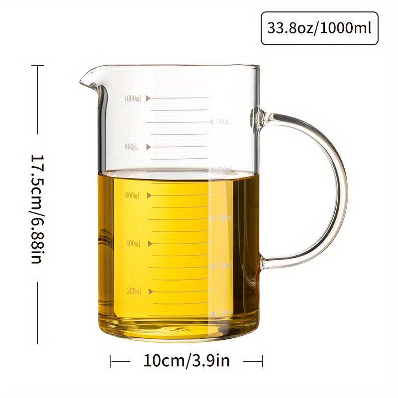 High Temp Glass Measuring Cup 1000ml 33.8oz Scale Kitchen Tools