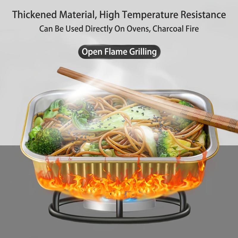 10pcs Golden Aluminum Foil Pans Disposable Baking Pans Thick Food Containers