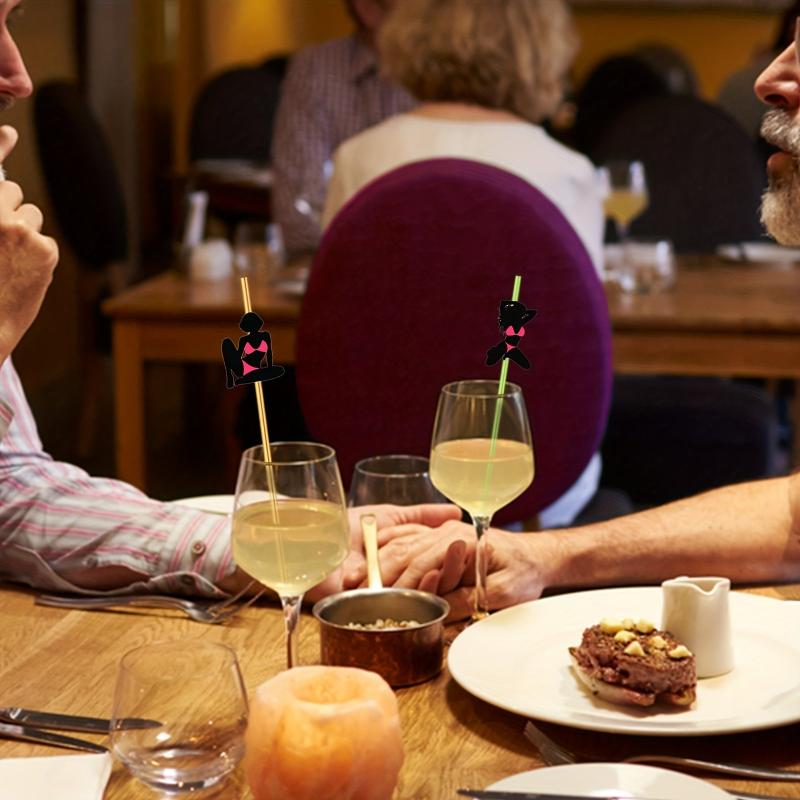 6pcs Bachelorette Theme Reusable Straw Set with Brush