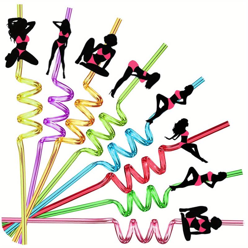 6pcs Bachelorette Theme Reusable Straw Set with Brush