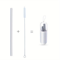 Silicone Reusable Folding Straw w/ Case & Brush Set