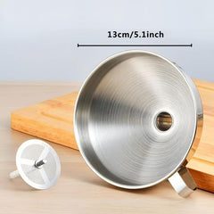 304 Stainless Steel Funnel Kitchen Honey Funnel Strainer Filter