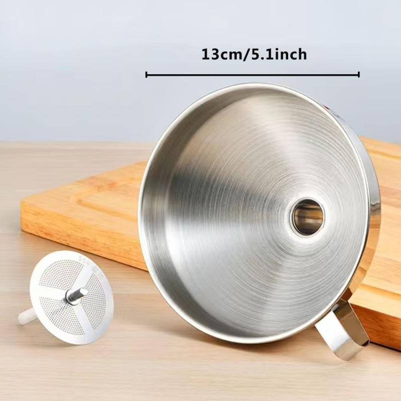 304 Stainless Steel Funnel Kitchen Honey Funnel Strainer Filter