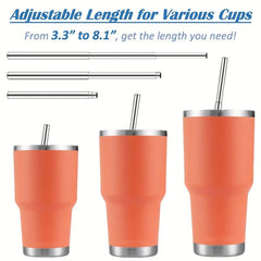 Stainless Steel Collapsible Metal Straws with Carabiner Hook