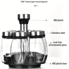 7pcs Kitchen Spice Shakers with Rotating Storage Base