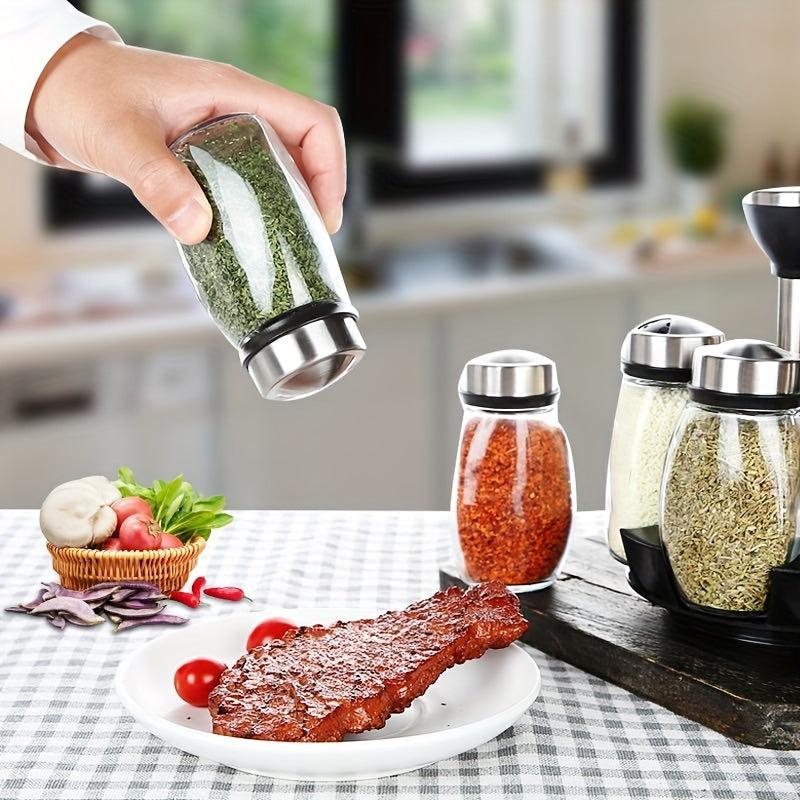 7pcs Kitchen Spice Shakers with Rotating Storage Base